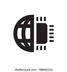 CPU planet icon illustration isolated vector sign symbol