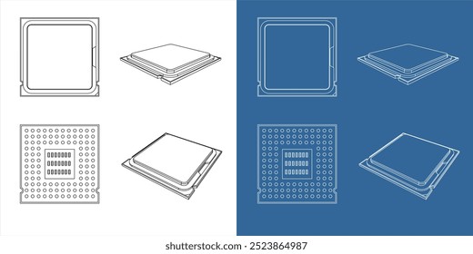 Computador processador da CPU para o plano de desenho técnico da Estrutura de tópicos do PC