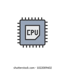 CPU processor filled outline icon, line vector sign, linear colorful pictogram isolated on white. Computer chip symbol, logo illustration. Pixel perfect vector graphics
