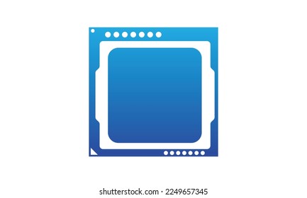 cpu processor icon in blue