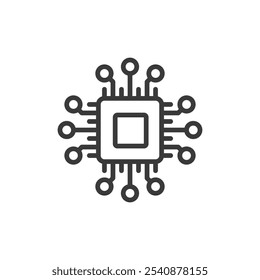 CPU Processor, icon in line design. CPU, processor, chip, performance, computing, architecture, technology on white background vector. CPU Processor editable stroke icon