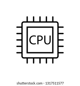 Cpu processor line icon. Computer component sign. Colorful outline concept, logo isolated on white background
