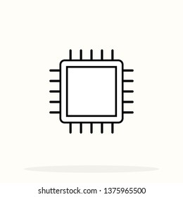 Cpu processor line icon. Computer component sign. Colorful outline concept, logo isolated on white background