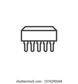 CPU, Processor line icon. Microchip linear style sign for mobile concept and web design. Computer chip outline vector icon. Symbol, logo illustration. Vector graphics