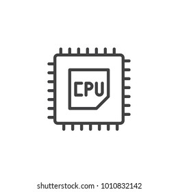 CPU processor line icon, outline vector sign, linear style pictogram isolated on white. Computer chip symbol, logo illustration. Editable stroke