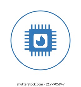 Cpu processor microchip device icon | Circle version icon |
