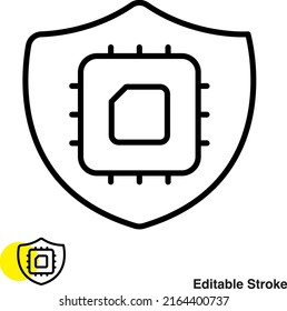 Cpu Protection Vector Line Icon