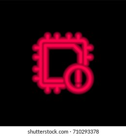 Cpu red glowing neon ui ux icon. Glowing sign logo vector