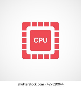 CPU Red Icon On White Background