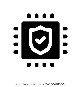 cpu security glyph icon. Strong and solid vector icon for websites, mobile interfaces, presentations, and visual branding. High quality and easy to edit.