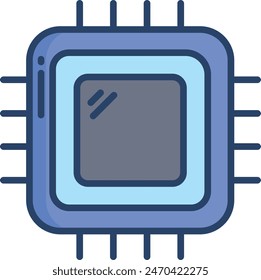Cpu setting linear color vector illustration