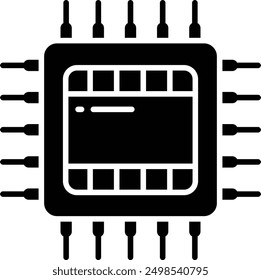 Cpu setting solid glyph vector illustration