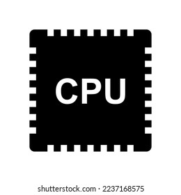 CPU silhouette icon. Computer part. Vector.