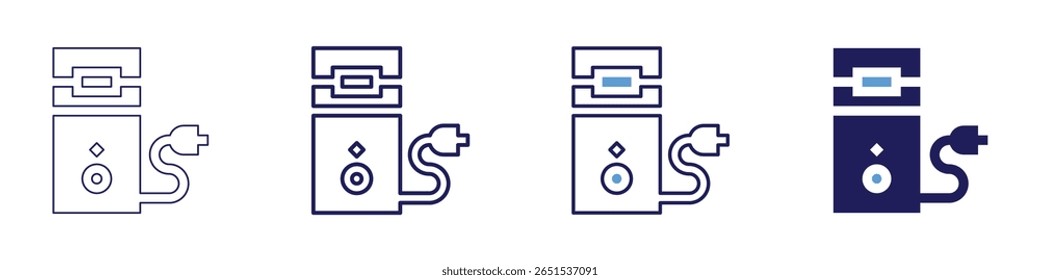 CPU speed icon in 4 different styles. Thin Line, Line, Bold Line, Duotone. Duotone style. Editable stroke.