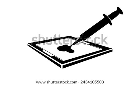 CPU thermal paste, black isolated silhouette
