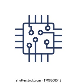CPU thin line icon. Chip, microchip, circuit isolated outline sign. Computer technology concept. Vector illustration symbol element for web design and apps