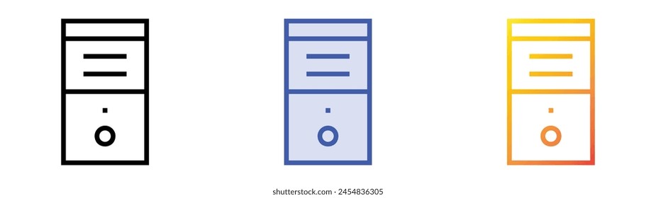 cpu tower icon. Linear, Blue Fill and Gradient Style Design Isolated On White Background