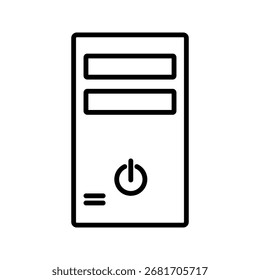  Icono de la torre de la CPU sobre fondo blanco