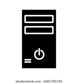  CPU tower icon white on background