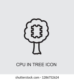 CPU in tree icon . Editable outline CPU in tree icon from innovations. Trendy CPU in tree icon for web and mobile.