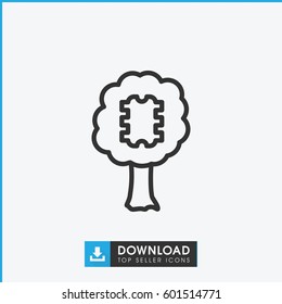 CPU in tree icon. simple outline CPU in tree vector icon. on white background.