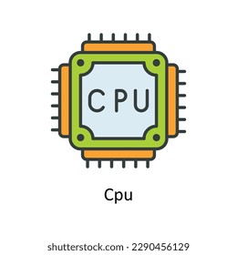Vector de CPU   Rellenar iconos de contorno. Material gráfico simple