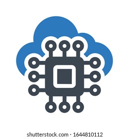 CPU vector glyph color icon 