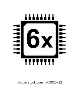 cpu vector icon. 6 core