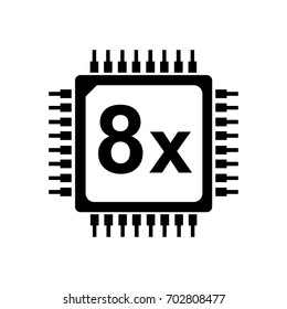 cpu vector icon. 8 core