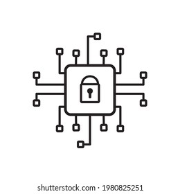 CPU. Vector icon cyber security. Security logo of Artificial Intelligence Keyhole symbol speed internet technology sign for graphic design, logo, web site, social media, mobile app, ui illustration.