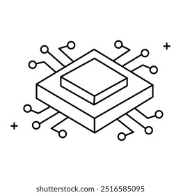 CPU Vector Icon Design with Editable Stroke, central processing unit, processor, computer chip, hardware, microchip, digital processing