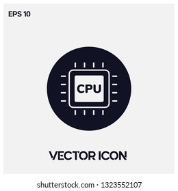 CPU vector icon illustration. Modern, filled CPU symbol icon. Premium quality.