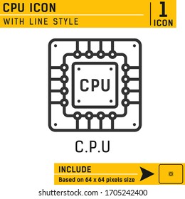 CPU vector icon with outline style isolated on white background from computer collection. Vector sign concept design template for graphic, web design, web site or mobile app, UI, UX, print and more