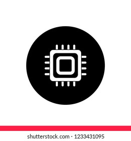 CPU vector icon, processor symbol. Simple, flat design for web or mobile app