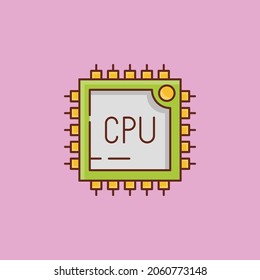 CPU Vector illustration on a transparent background. Premium quality symbols. Vector Line Flat color  icon for concept and graphic design.