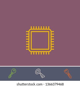 cpu vector line icon.Basic element illustration.cpu vector outline symbol design.Bonus broken key graphic concept