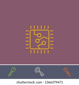 cpu vector line icon.Basic element illustration.cpu vector outline symbol design.Bonus broken key graphic concept