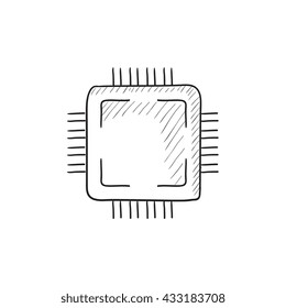 CPU vector sketch icon isolated on background. Hand drawn CPU icon. CPU sketch icon for infographic, website or app.