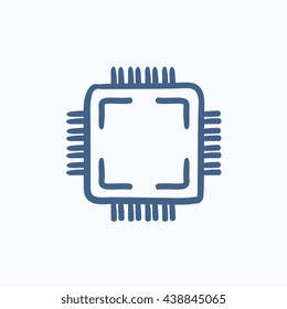 CPU vector sketch icon isolated on background. Hand drawn CPU icon. CPU sketch icon for infographic, website or app.