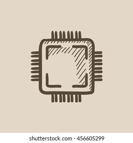 CPU vector sketch icon isolated on background. Hand drawn CPU icon. CPU sketch icon for infographic, website or app.