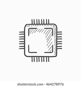 CPU vector sketch icon isolated on background. Hand drawn CPU icon. CPU sketch icon for infographic, website or app.