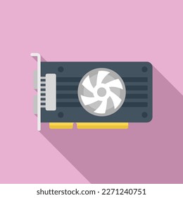 Cpu video card icon flat vector. Computer gpu. Display pci