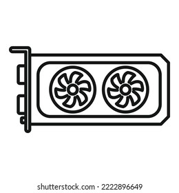 Cpu video card icon outline vector. Gpu fan. Chip ram