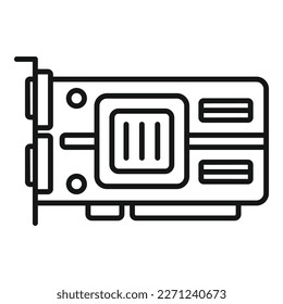 Cpu video card icon outline vector. Computer gpu. Display pci