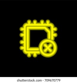 Cpu yellow glowing neon ui ux icon. Glowing sign logo vector