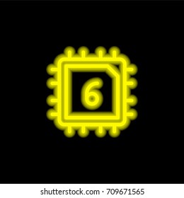 Cpu yellow glowing neon ui ux icon. Glowing sign logo vector
