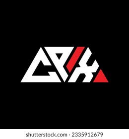 CPX triangle letter logo design with triangle shape. CPX triangle logo design monogram. CPX triangle vector logo template with red color. CPX triangular logo Simple, Elegant, and Luxurious design.