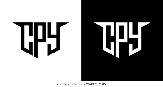 Diseño del logotipo de la letra de CPY con el fondo blanco en ilustrador, estilo moderno de la superposición de la fuente del alfabeto del logotipo del Vector, diseños de la caligrafía para el logotipo, cartel, invitación, etc.