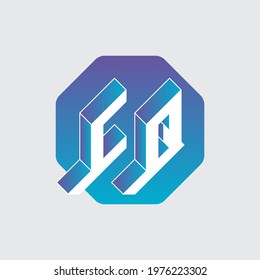 CQ - 2-letter code. C and Q - Monogram or logotype. Isometric 3d font for design. Three-dimension letters.
