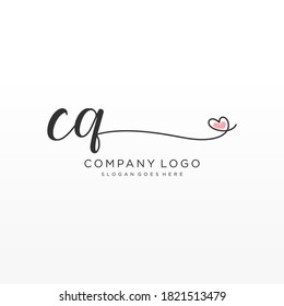 CQ Beauty Vektor Logo, handschriftlich Logo der ersten Unterschrift, Hochzeit, Mode, Schmuck, Boutique, Blumen und botanisch mit kreativen Vorlage für jedes Unternehmen oder Unternehmen.